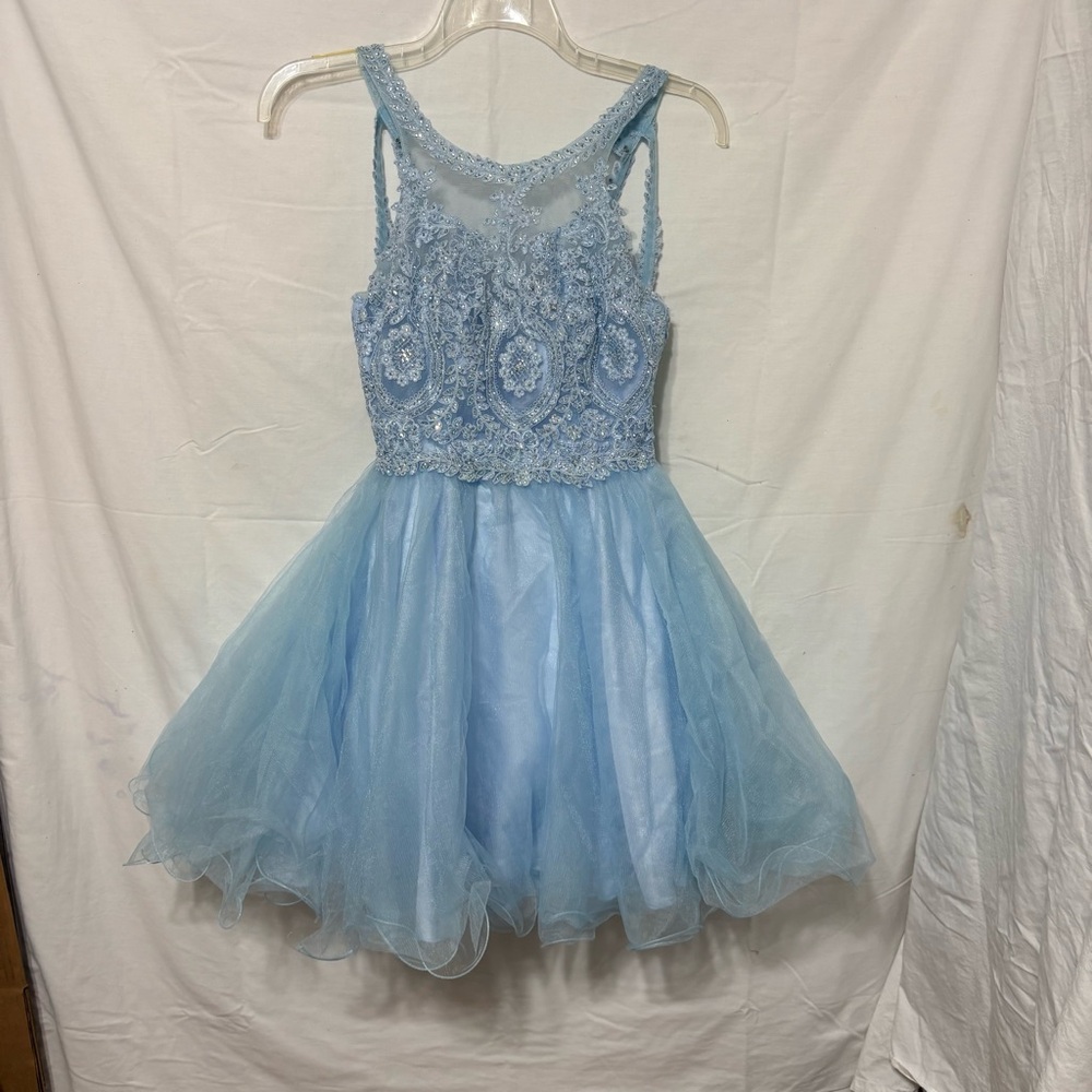 Elegant Light Blue Lace Dress